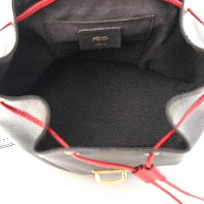 Fendi Vitello Cruise Bi-Color FF 1974 Embossed F is Fendi Drawstring Backpack Black Fragola Maya 5 of 12
