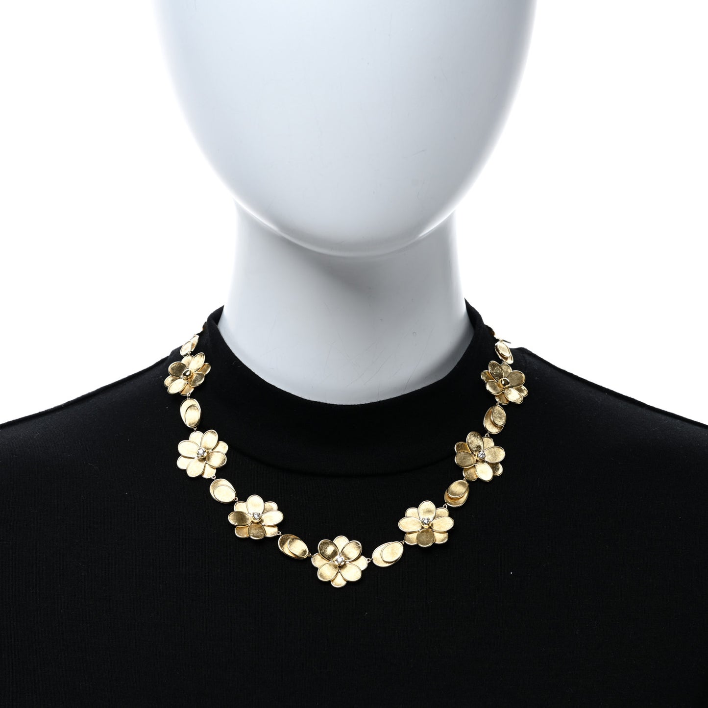 18K Yellow Gold Diamond Petali Collar Necklace