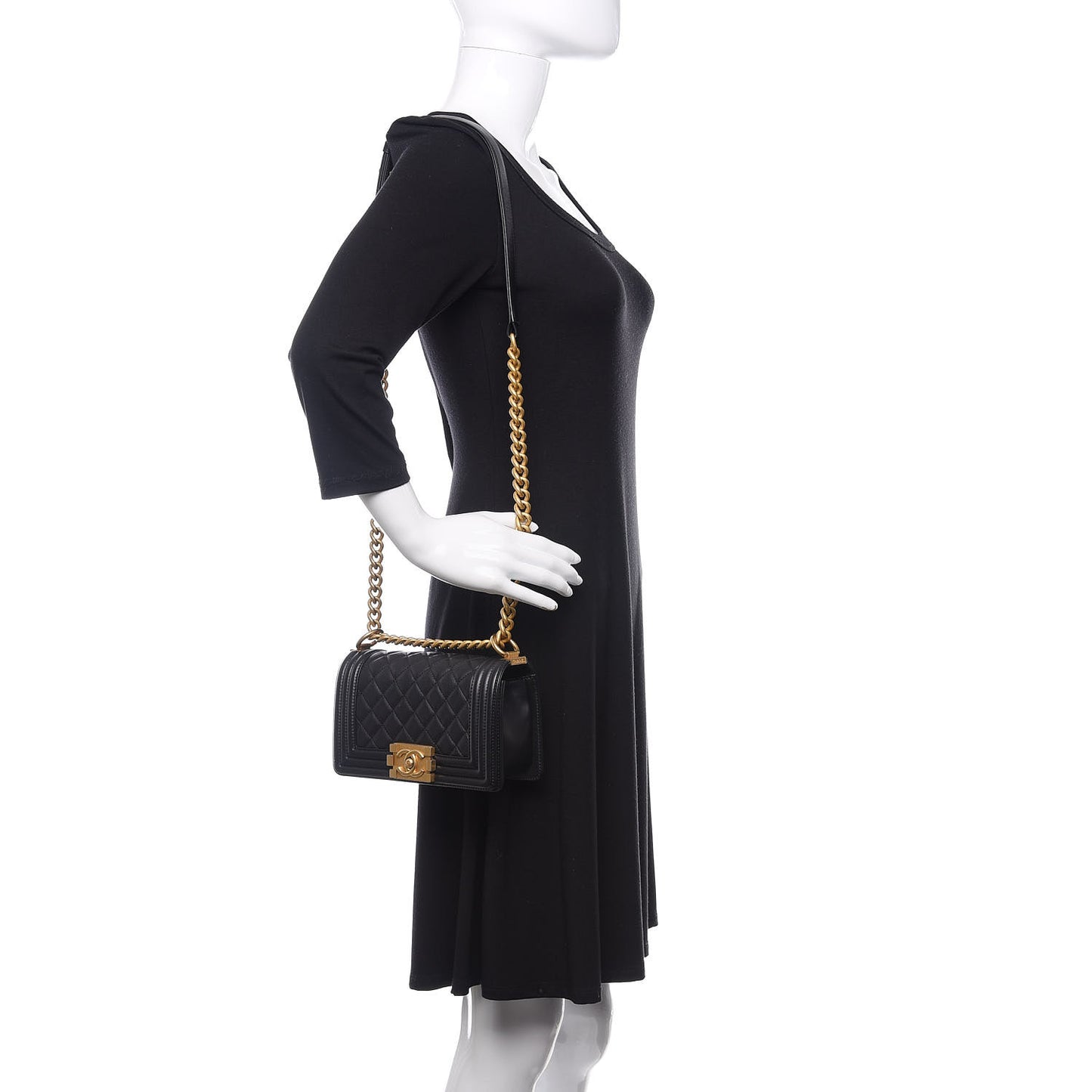 Calfskin Quilted Small Boy Flap Black