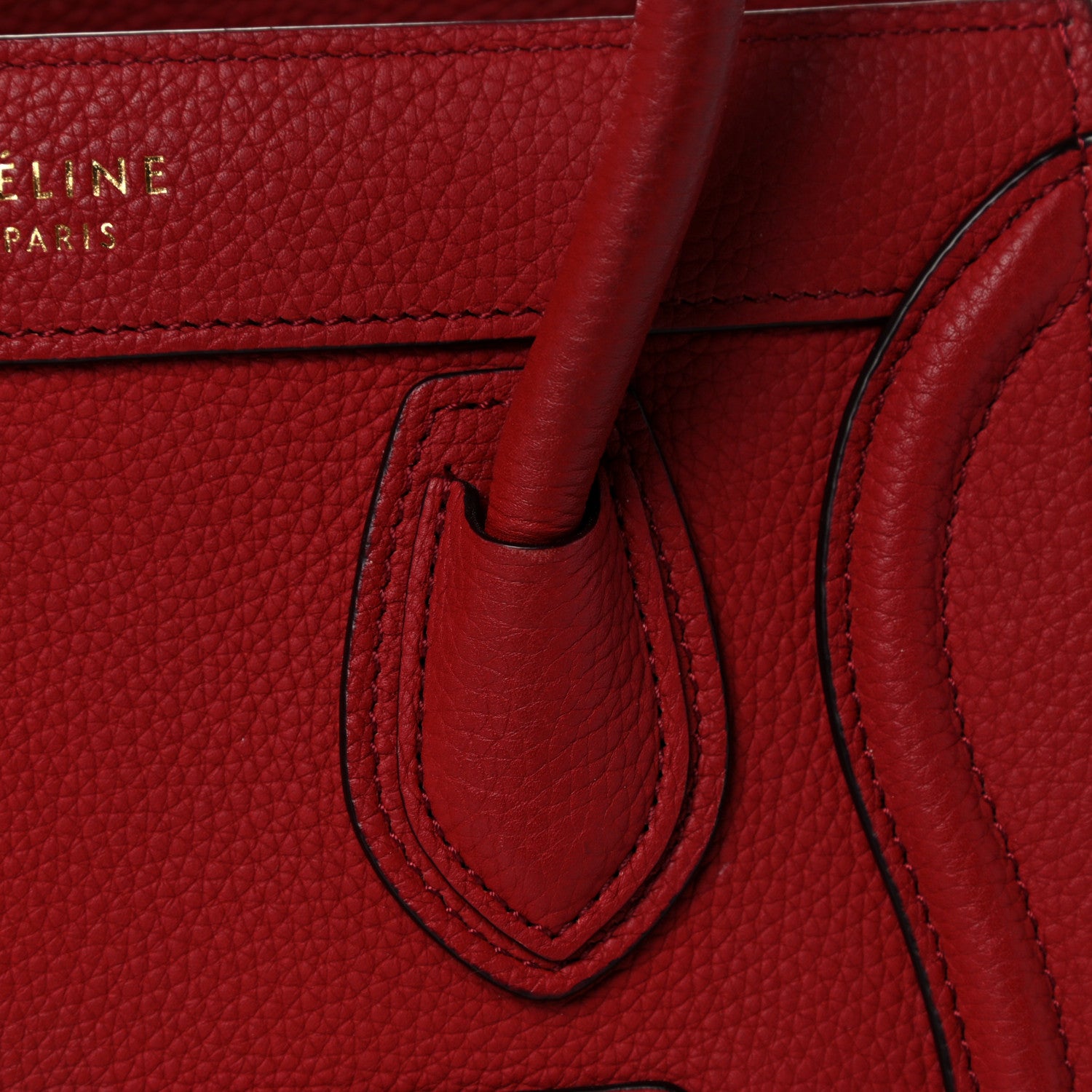 Celine Drummed Calfskin Nano Luggage Red 23 of 27