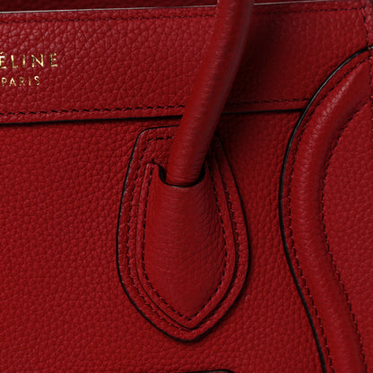 Celine Drummed Calfskin Nano Luggage Red 23 of 27