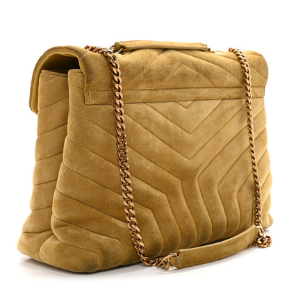 Saint Laurent Suede Y Quilted Monogram Medium Loulou Chain Satchel Chartreuse 3 of 15