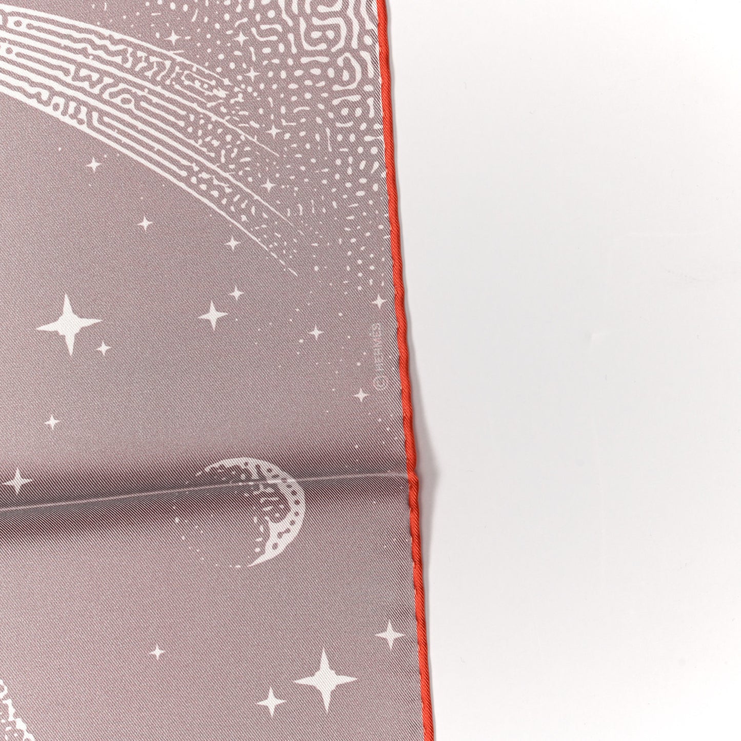 Silk Double Face Clair De Lune Scarf 90 Orange Gris White