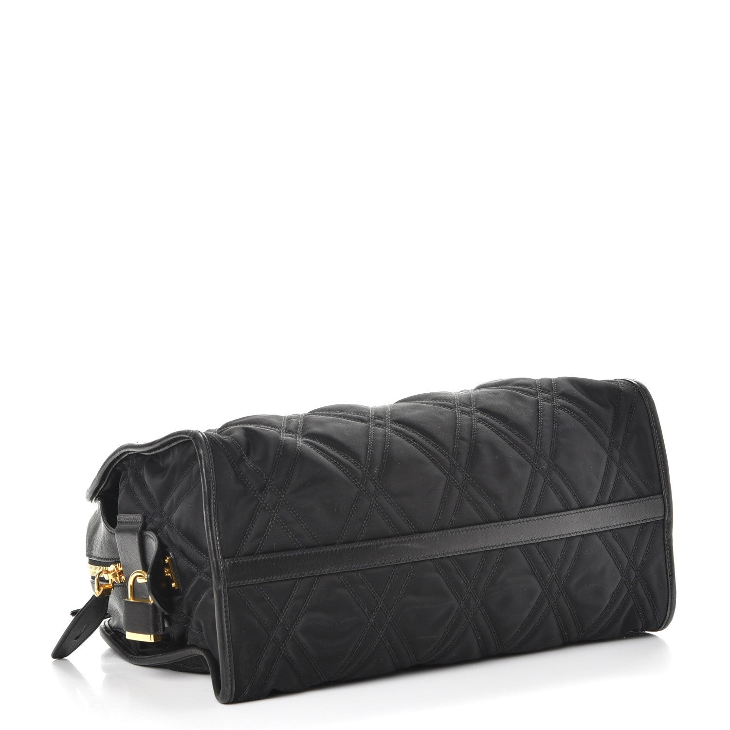 Prada Tessuto Nylon Quilted Impunturato Bauletto Nero Black 5 of 9