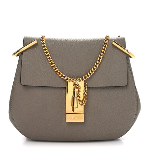 Grained Lambskin Mini Drew Shoulder Bag Motty Grey