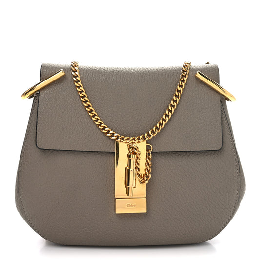 Grained Lambskin Mini Drew Shoulder Bag Motty Grey