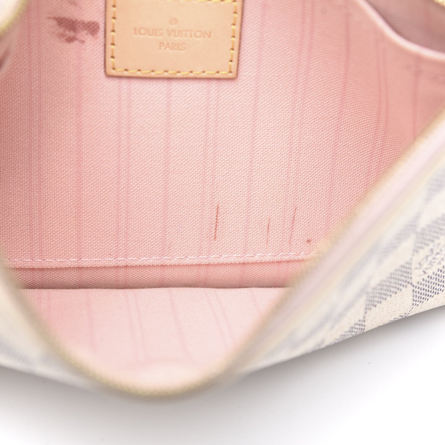 Louis Vuitton Damier Azur Neverfull MM GM Pochette Rose Ballerine 15 of 15
