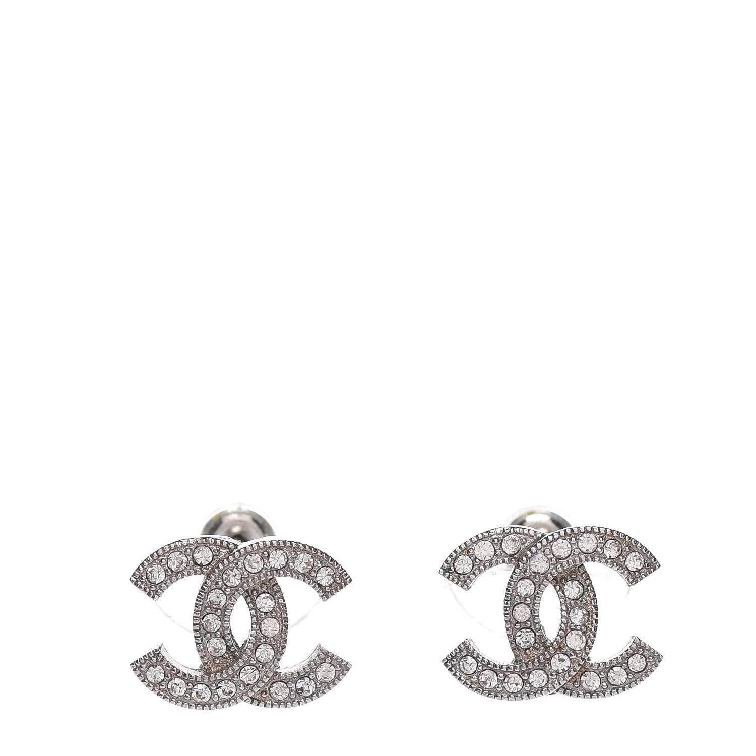 Chanel Crystal CC Earrings Silver 1 of 6