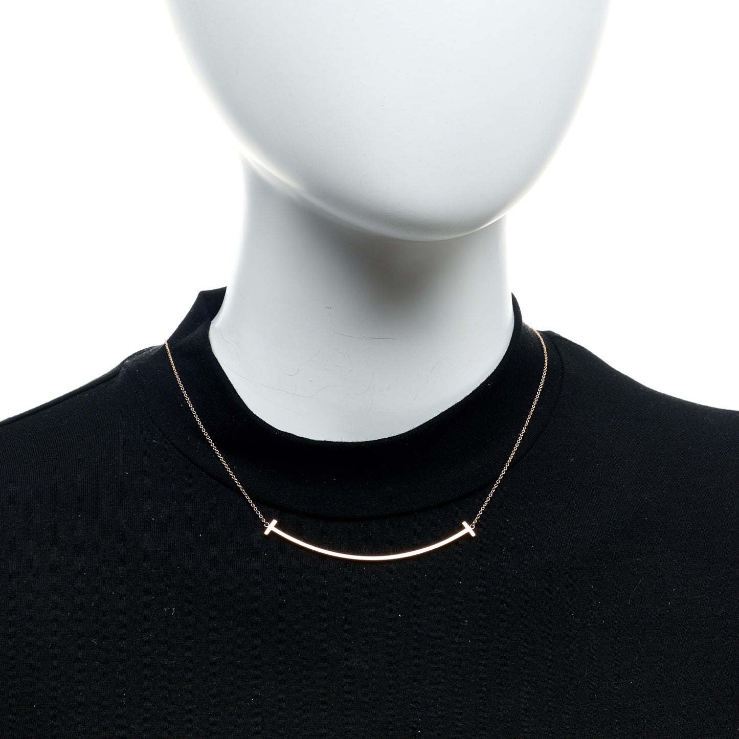 18K Rose Gold Large T Smile Pendant Necklace
