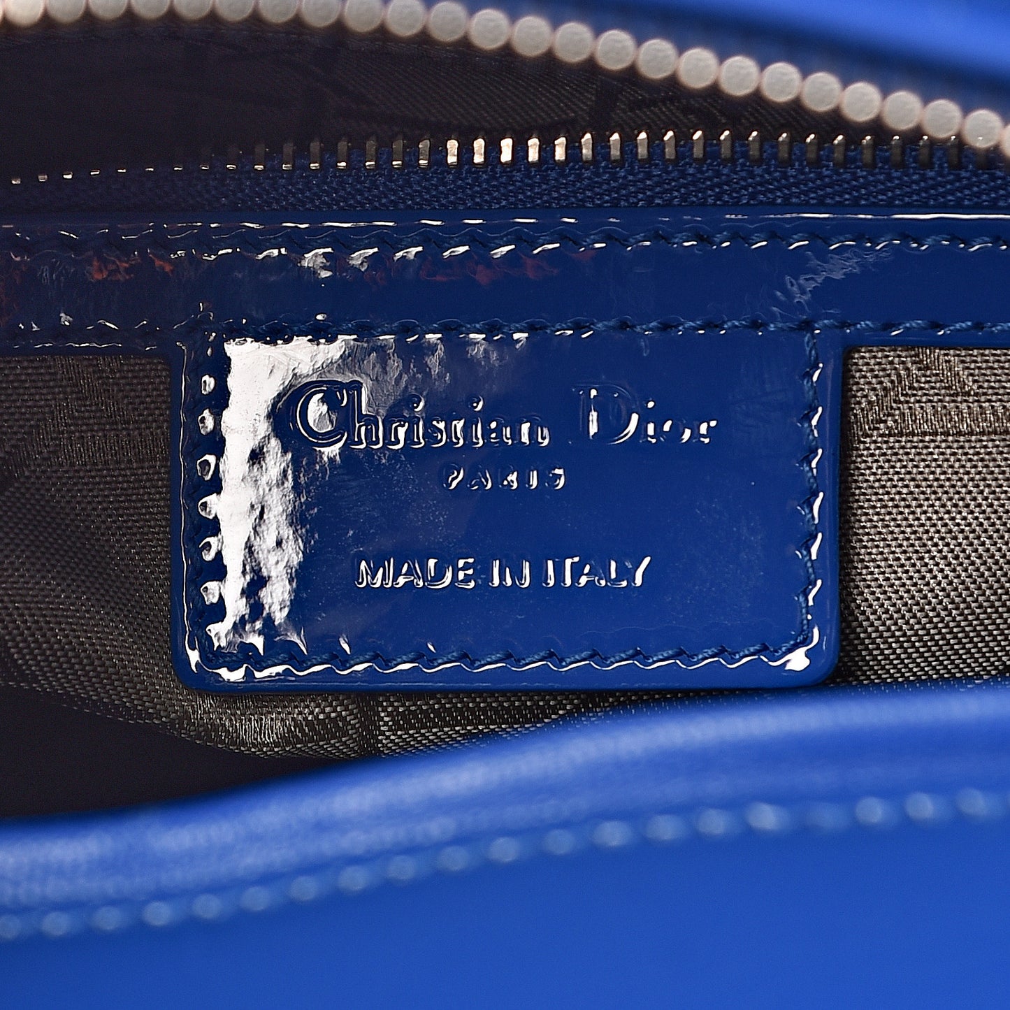 Patent Cannage Large Lady Dior Blue