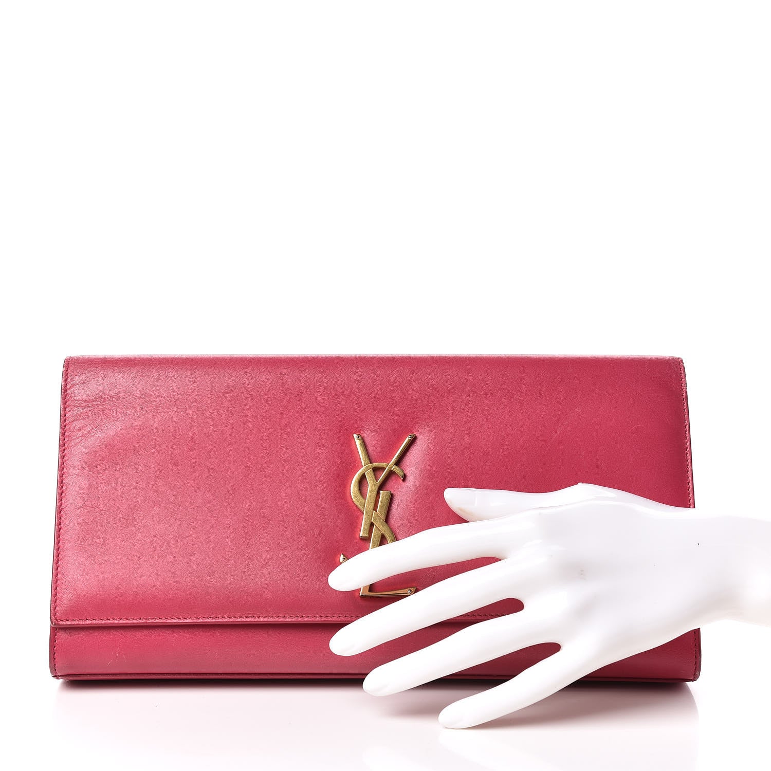 Saint Laurent Calfskin Classic Monogram Cassandre Clutch Bubblegum 2 of 16