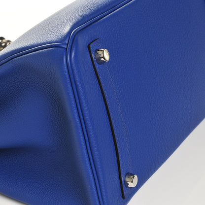 Hermes Togo Horseshoe Birkin 30 Bleu Electrique Rose Lipstick 8 of 29