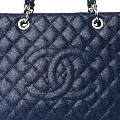 Chanel Caviar Quilted Grand Shopping Tote GST Dark Navy Blue 9 of 13