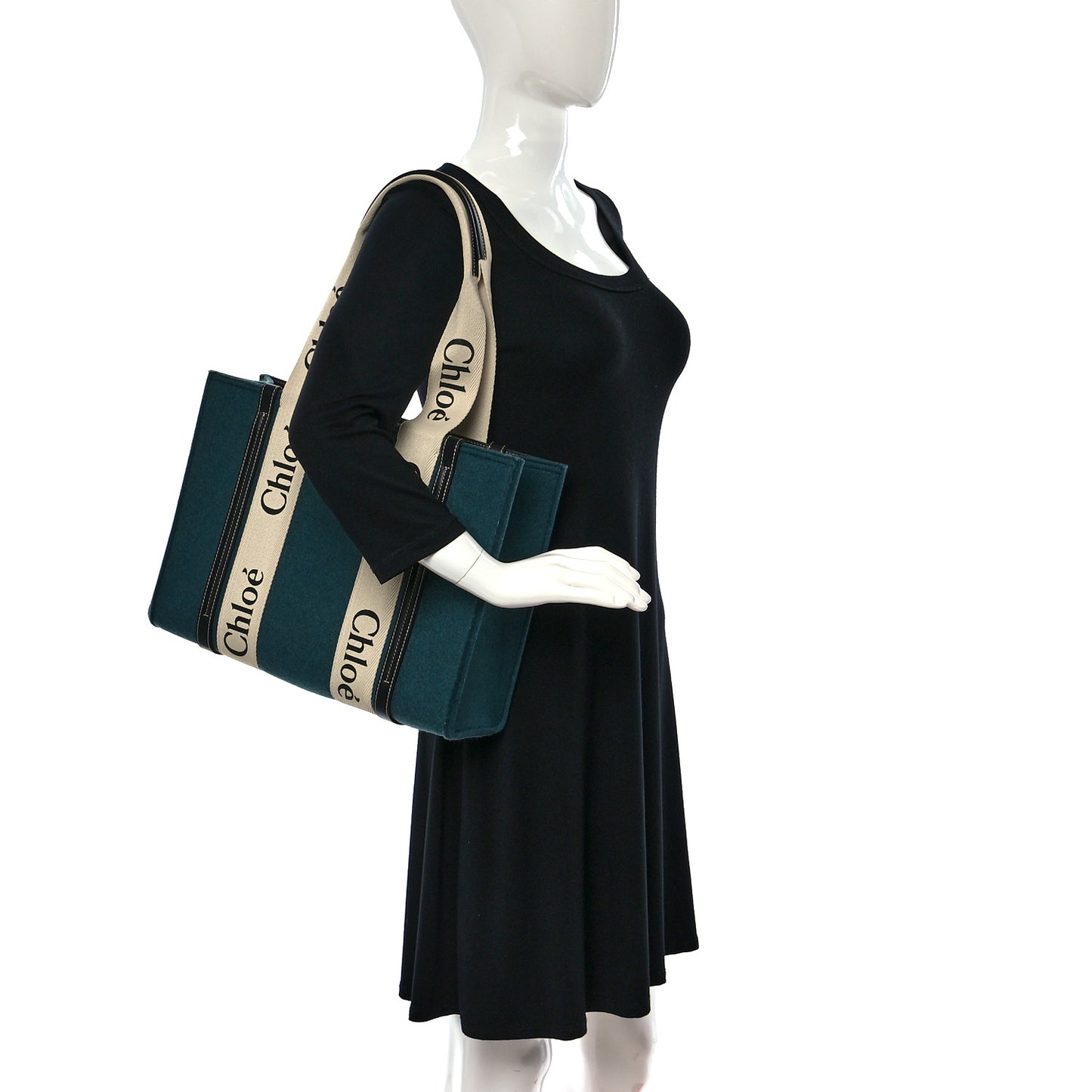 Felt Shiny Calfskin Medium Woody Ribbon Tote Steel Blue