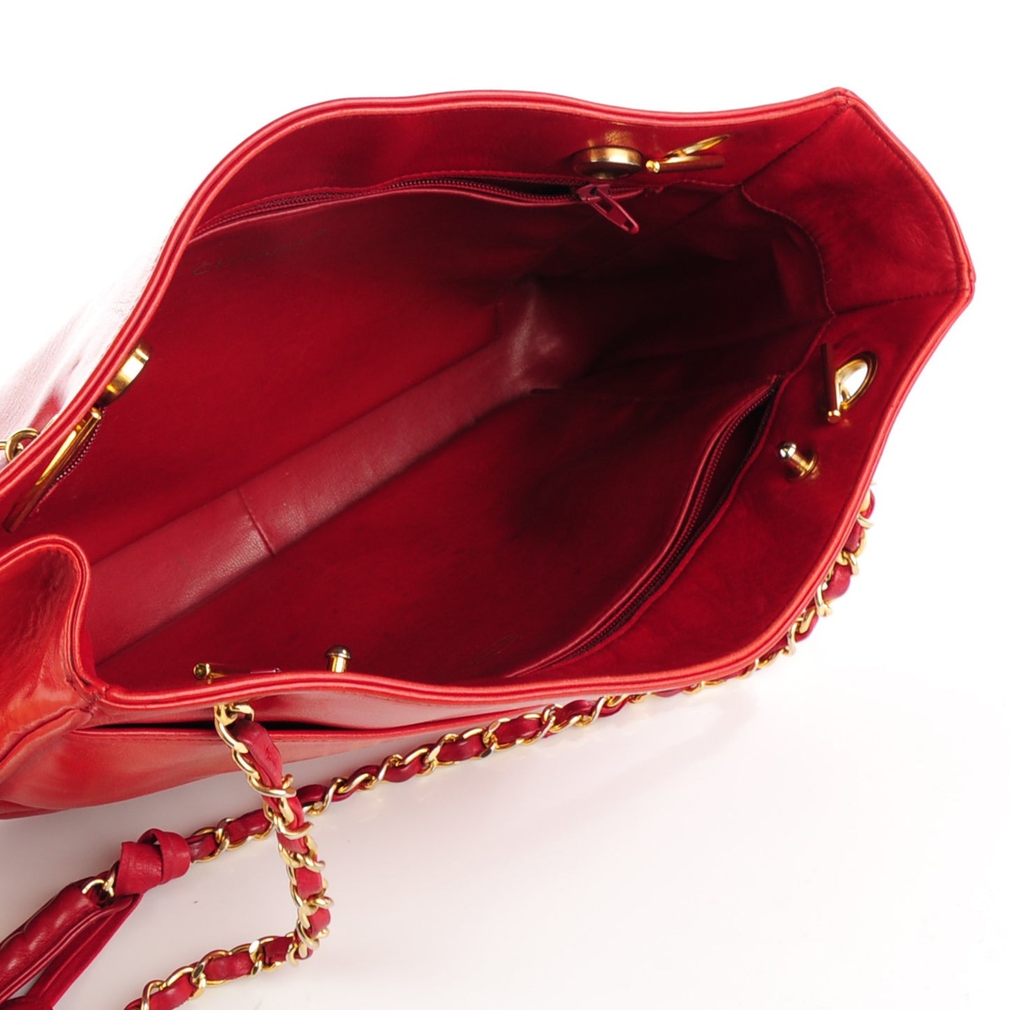 Lambskin Quilted Tote Red
