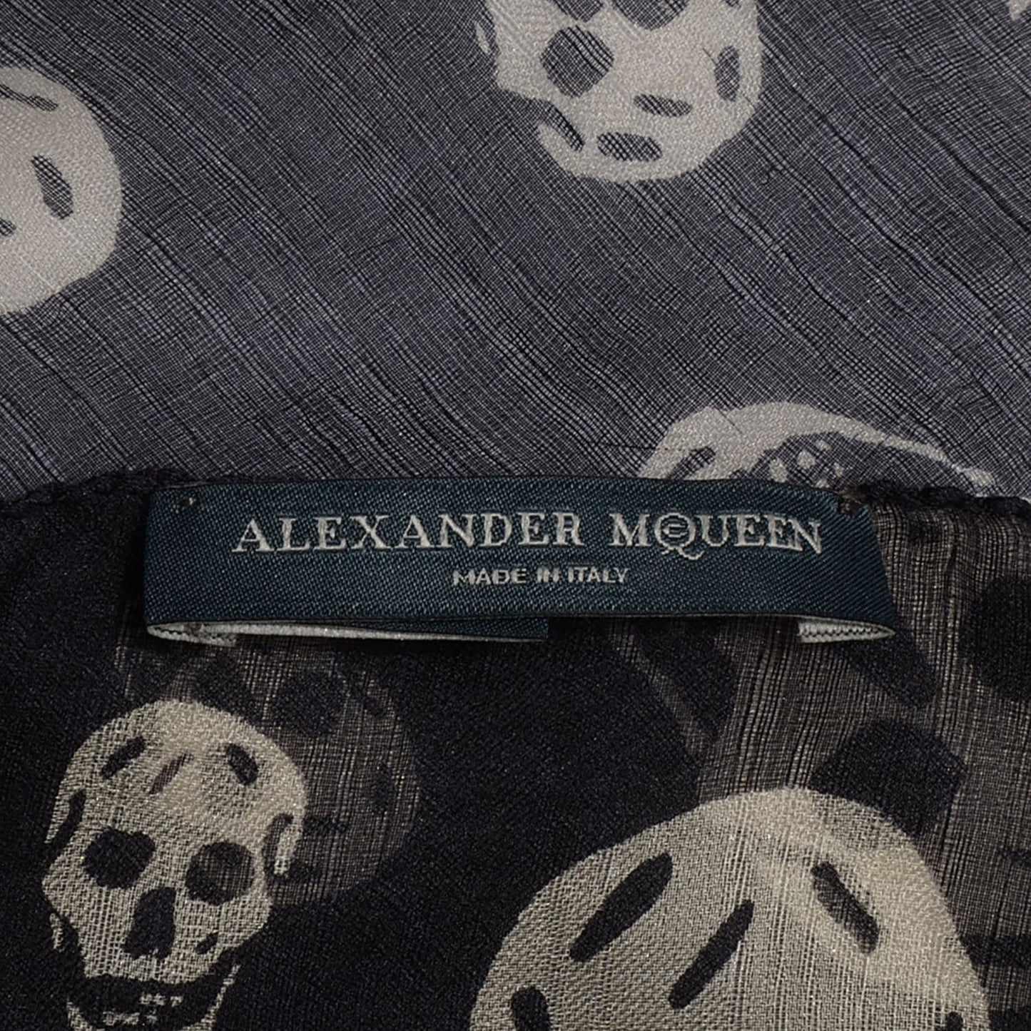 Silk Chiffon Skull Scarf Black Ivory