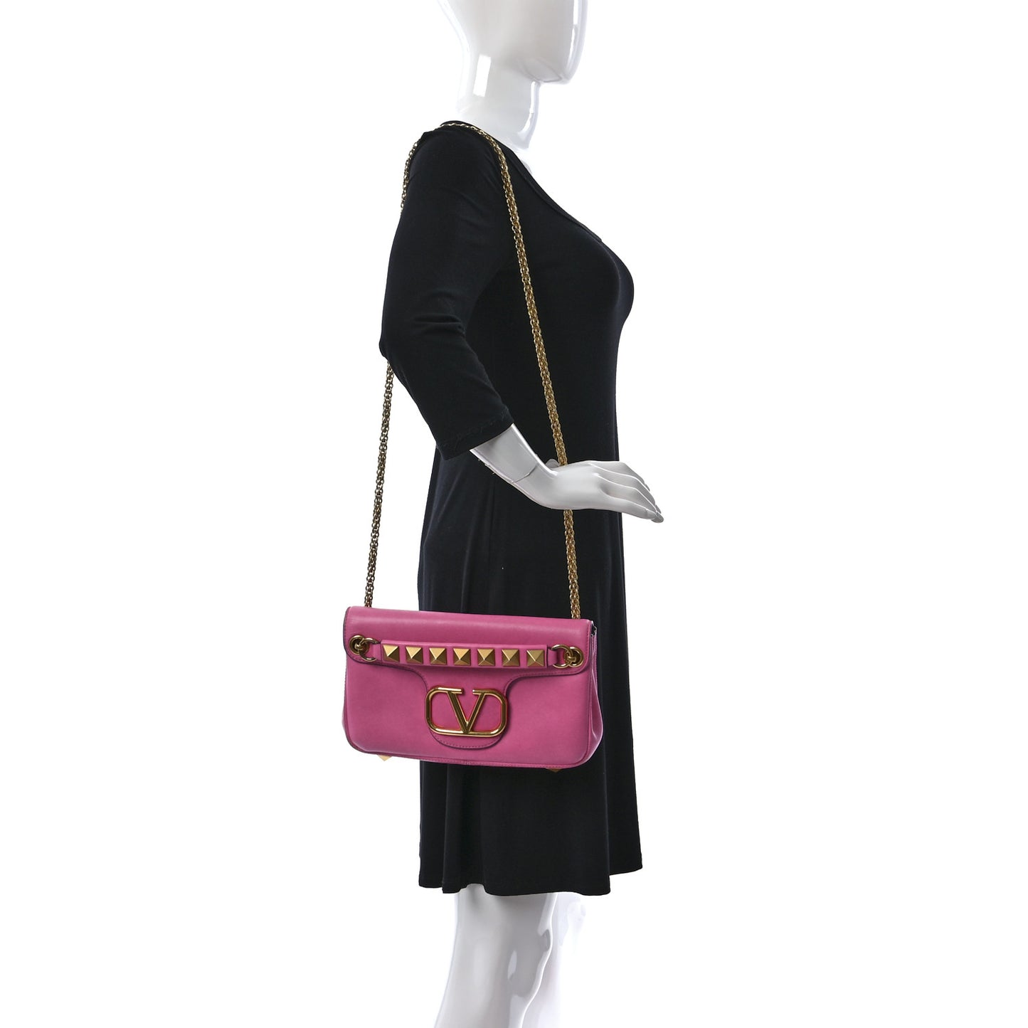 Nappa Stud Sign Shoulder Bag Feminine Pink