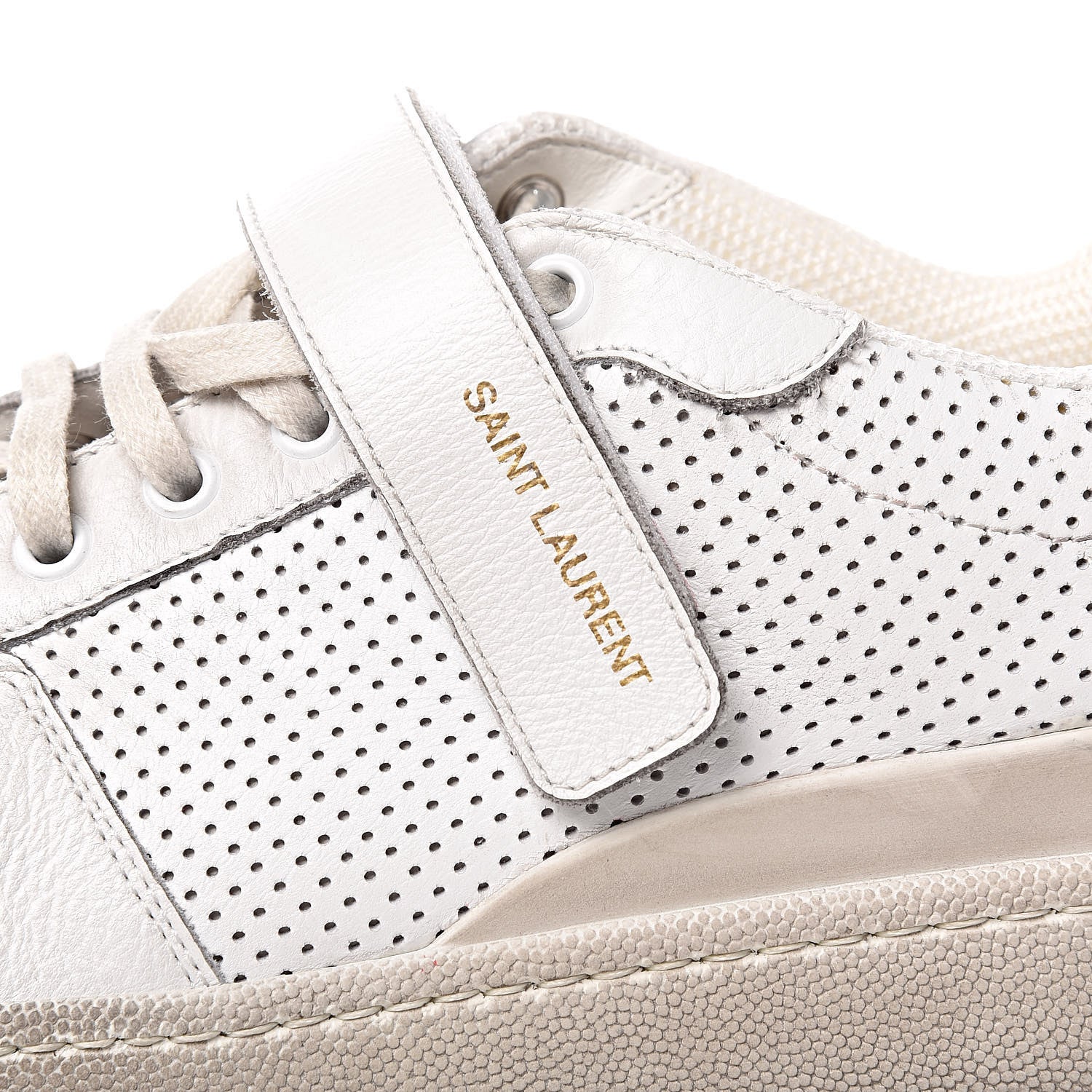 Saint Laurent Perforated Calfskin Mens Jeddo Sneakers 43 White 8 of 19