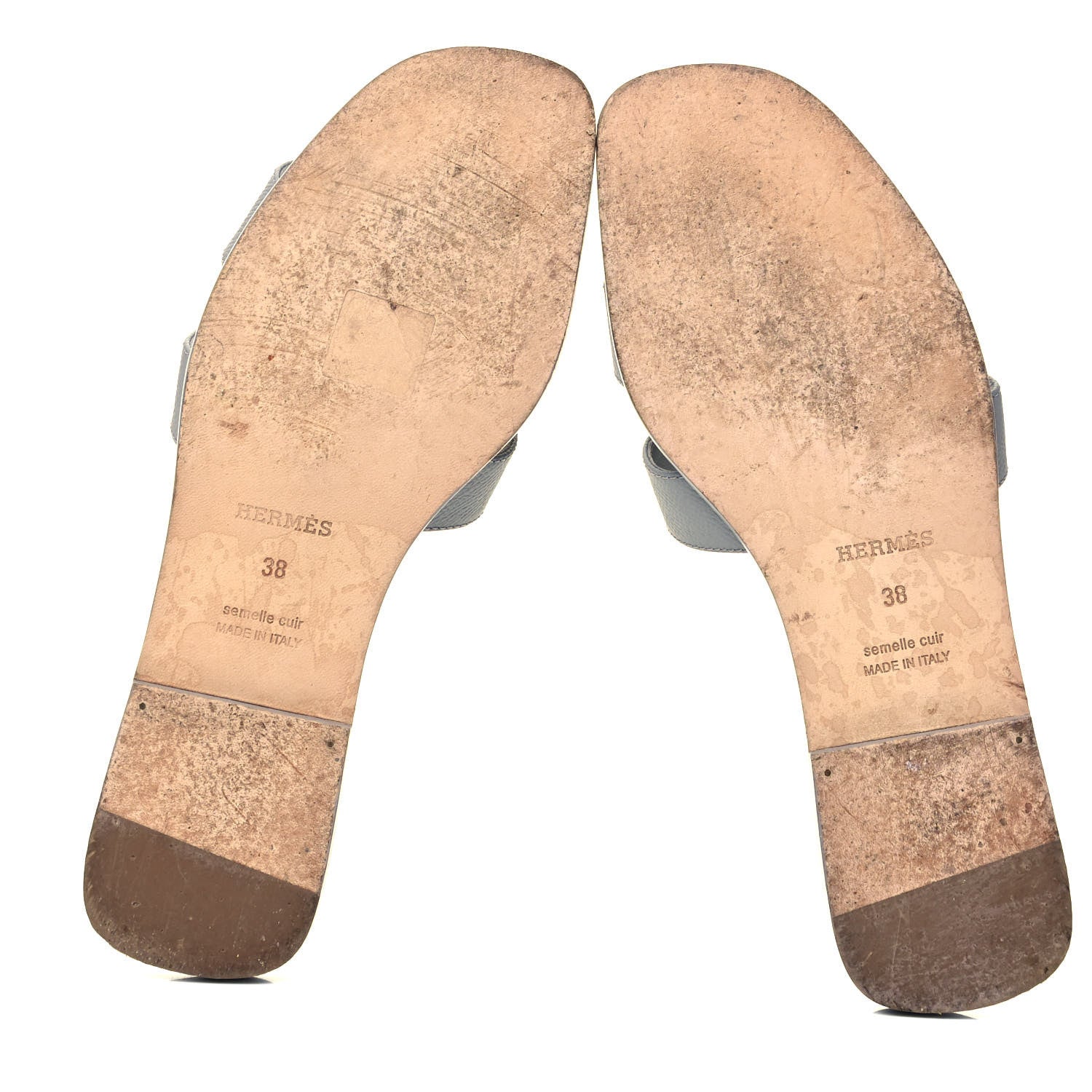 Hermes Epsom Oran Sandals 38 Bleu Glacier 5 of 9