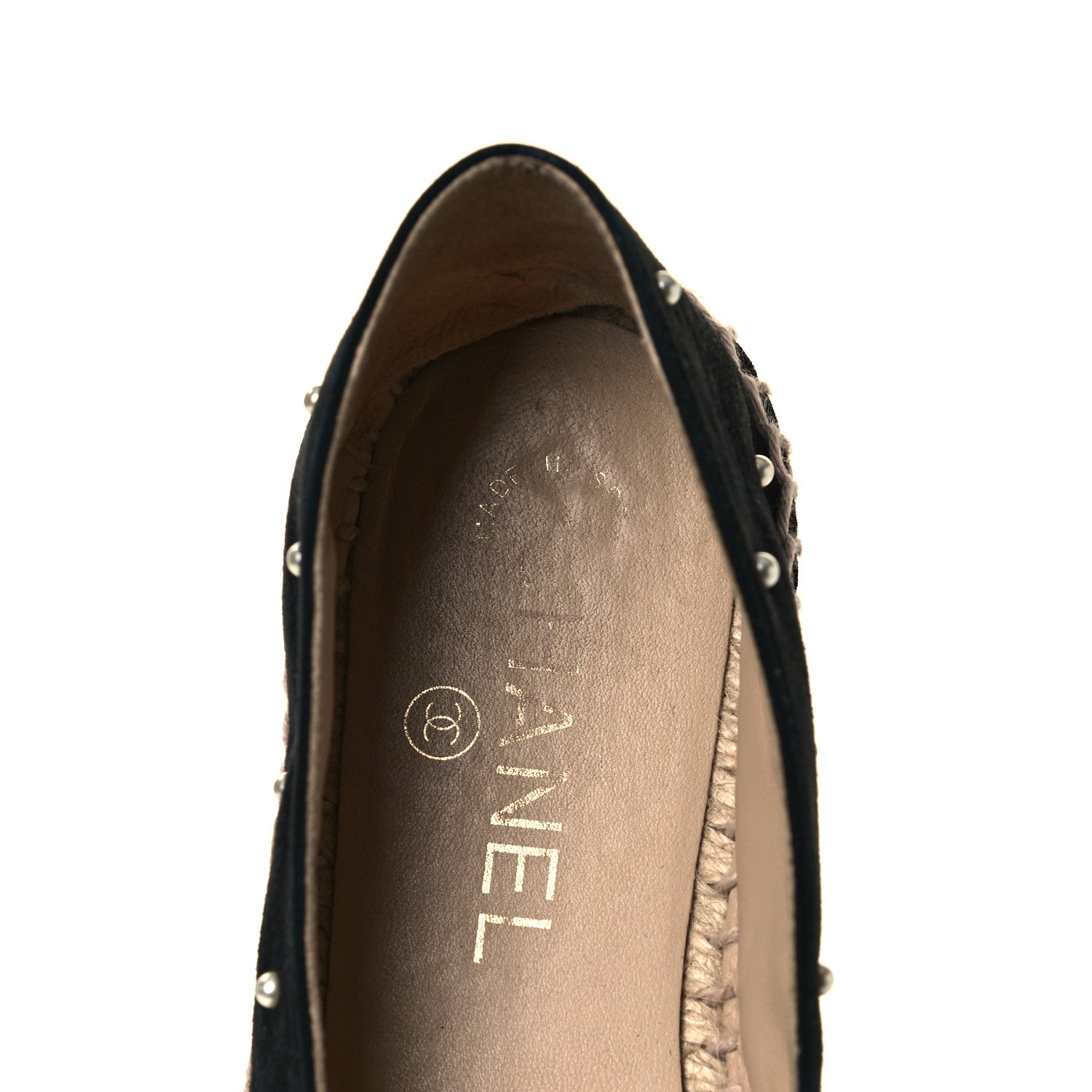Chanel Suede Pearl CC Espadrilles 36 Black 7 of 9
