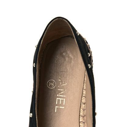 Chanel Suede Pearl CC Espadrilles 36 Black 7 of 9