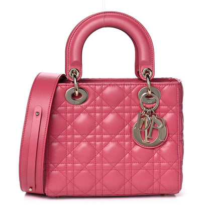 Christian Dior Lambskin Cannage Small Lady Dior Fraise 1 of 13