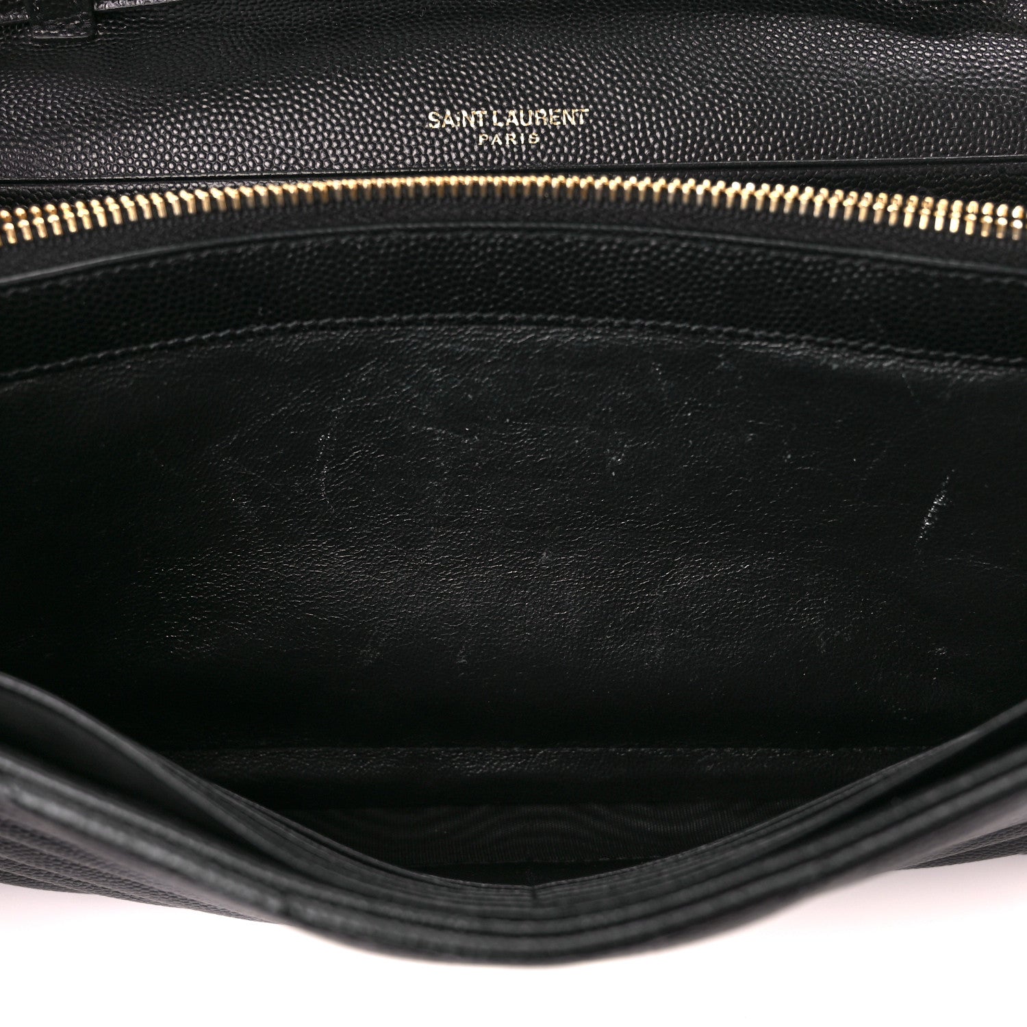 Saint Laurent Grain De Poudre Matelasse Chevron Monogram Chain Wallet Black 7 of 12