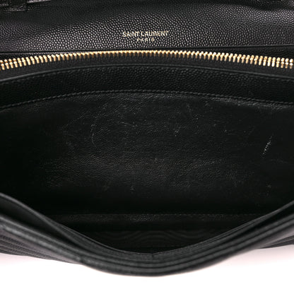 Saint Laurent Grain De Poudre Matelasse Chevron Monogram Chain Wallet Black 7 of 12