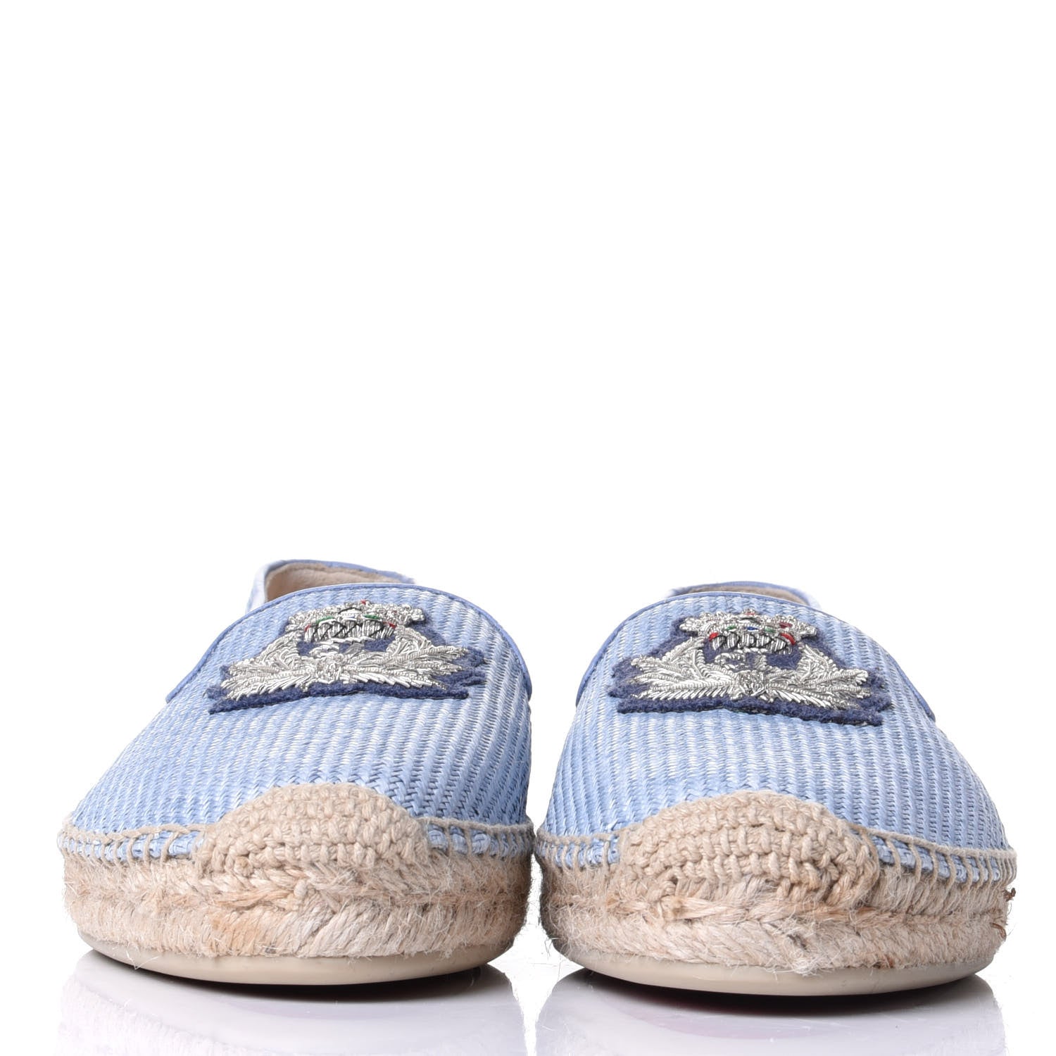 Christian Louboutin Woven Canvas Appliquéd Nanou Orlato Donna Flat Espadrilles 39 Jeans 2 of 11