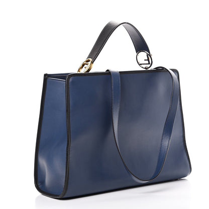 Fendi Vitello Century Opaco F is Fendi Bi-Color Regular Runaway Satchel Blu Scuro 2 of 13