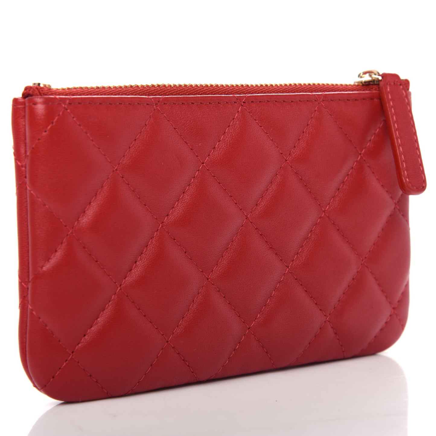 Lambskin Quilted Small Cosmetic Case Red