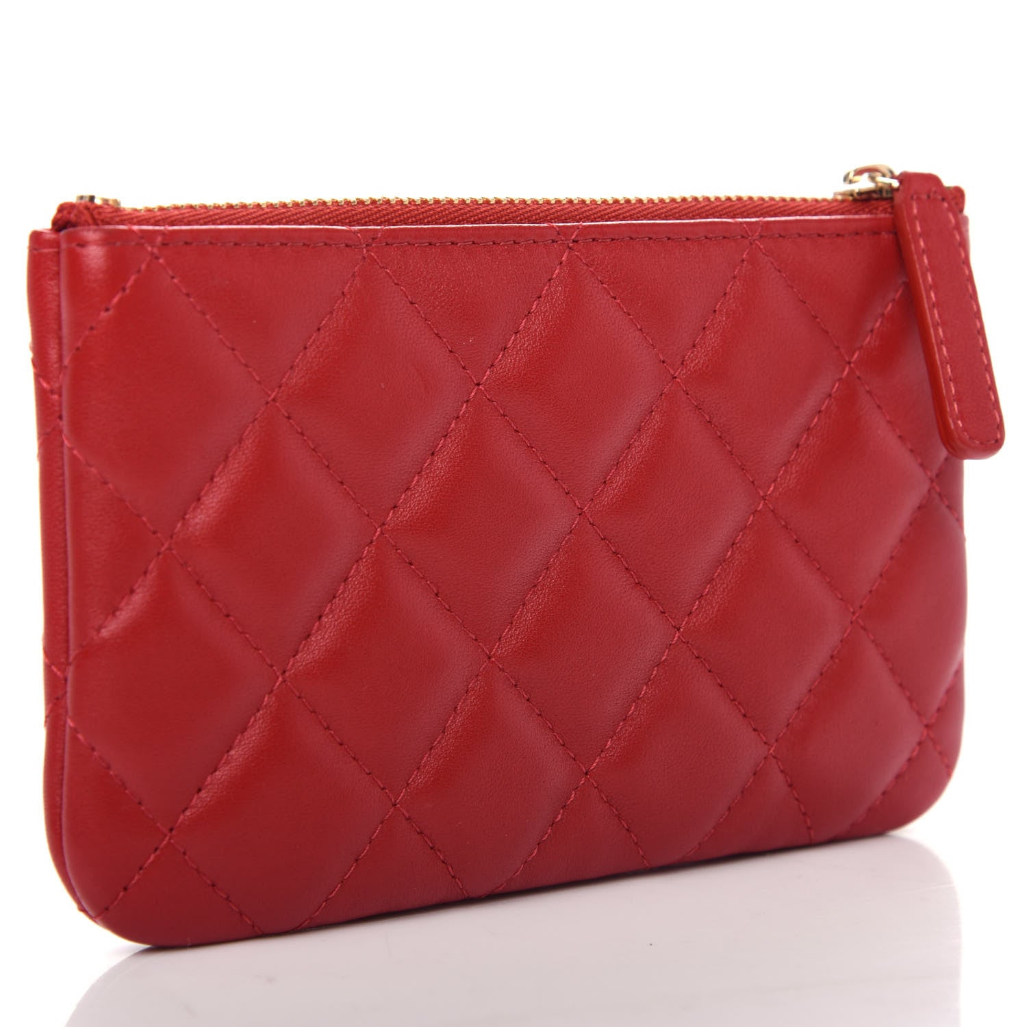 Chanel Lambskin Quilted Small Cosmetic Case Red 3 of 8