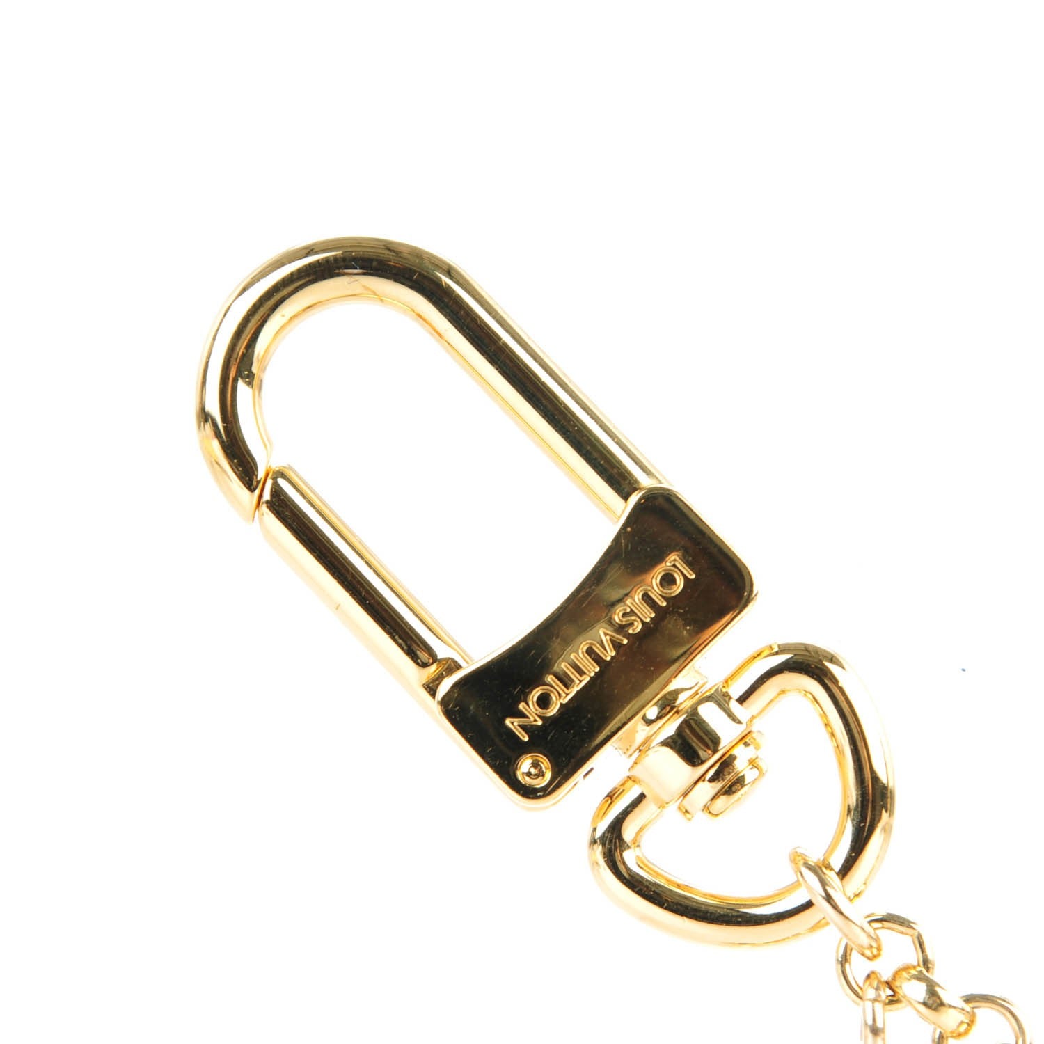 Louis Vuitton Brass Enamel Fleur De Monogram Bag Charm Chain Gold 3 of 5