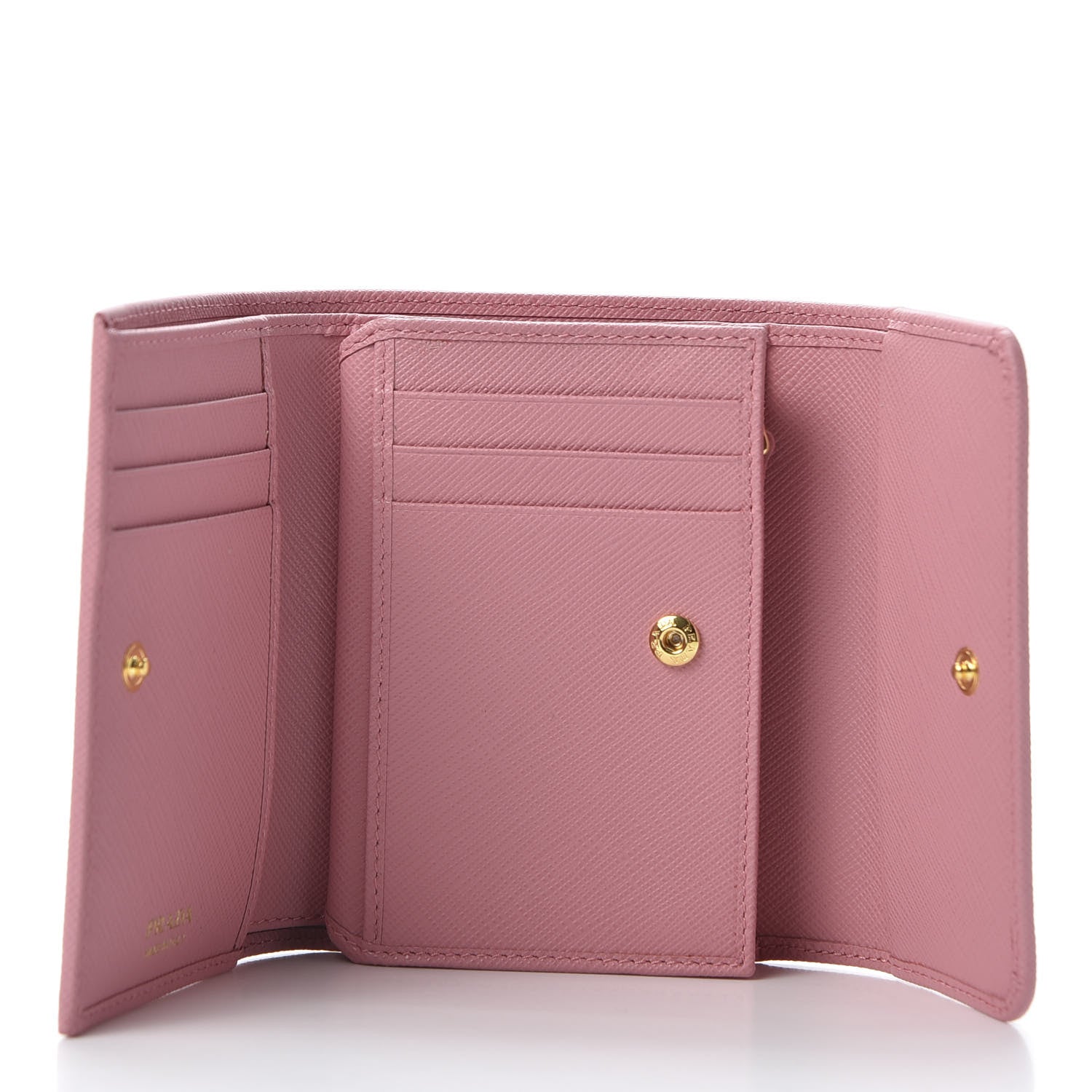 Prada Saffiano Metal Tri-Fold Wallet Petalo 4 of 9