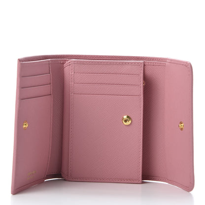 Prada Saffiano Metal Tri-Fold Wallet Petalo 4 of 9