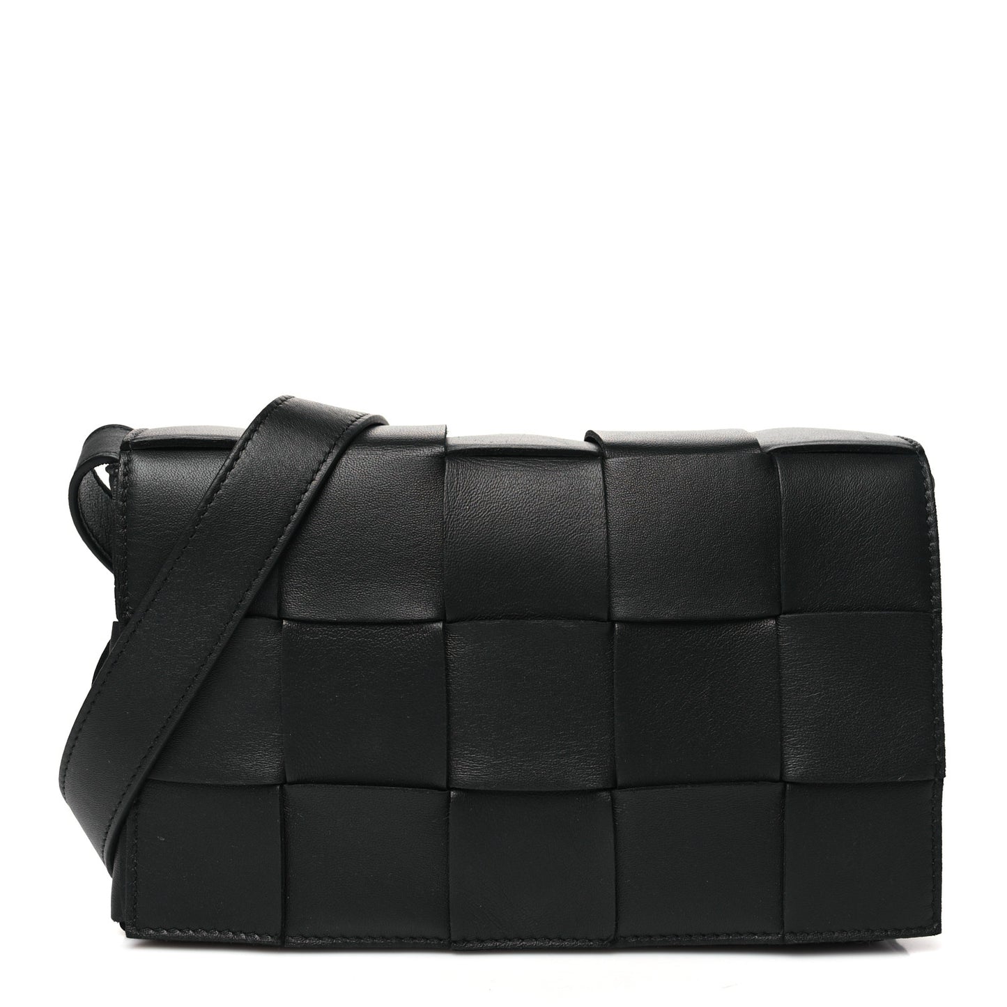 Lambskin Maxi Intrecciato Cassette Crossbody Bag Black