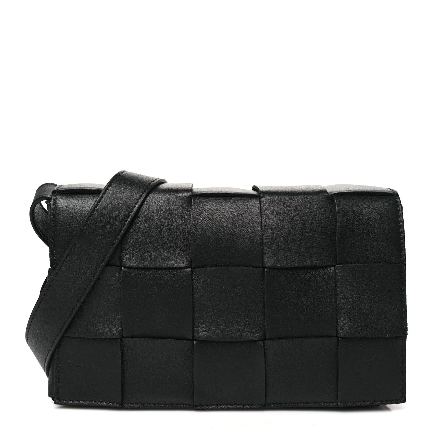 Bottega Veneta Lambskin Maxi Intrecciato Cassette Crossbody Bag Black 1 of 10