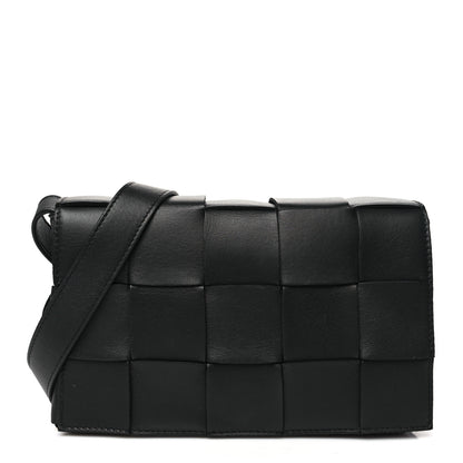 Bottega Veneta Lambskin Maxi Intrecciato Cassette Crossbody Bag Black 1 of 10