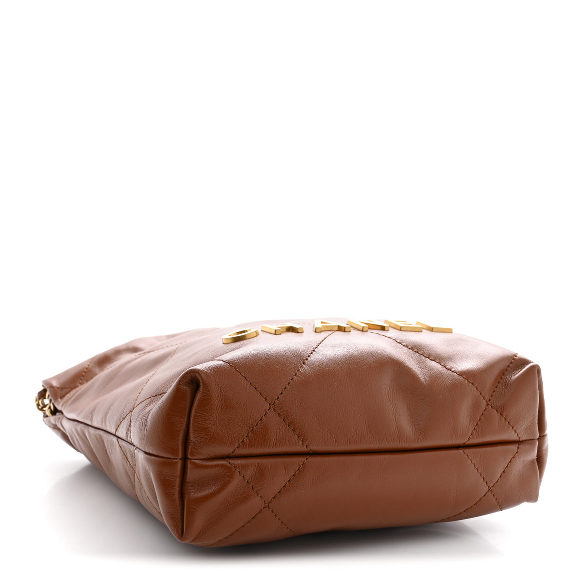 Shiny Calfskin Quilted Mini Chanel 22 Light Brown
