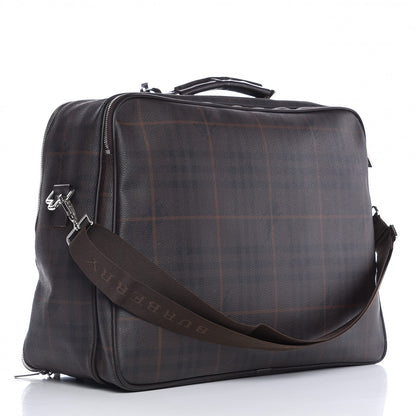 Burberry Smoked Haymarket Check Carry On Travel Bag Chocolate 3 of 17
