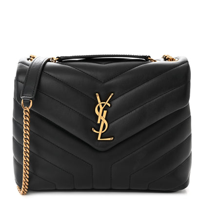 Saint Laurent Calfskin Y Quilted Monogram Small Loulou Chain Satchel Black 1 of 11