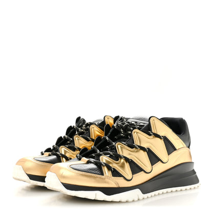 Louis Vuitton Calfskin Mens Zig Zag Sneakers 8 Black Gold 4 of 9