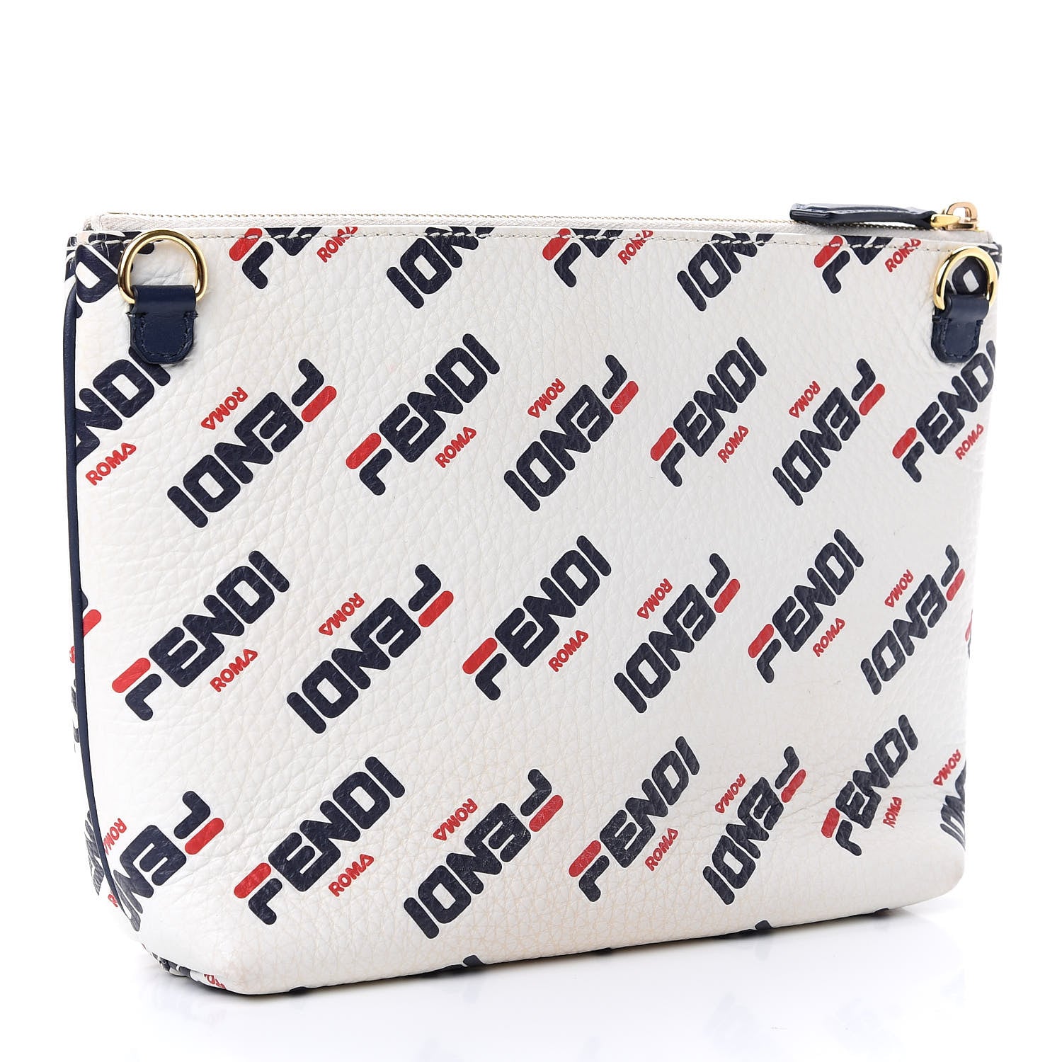 Fendi X FILA Vitello Mania Large Pyramid Cosmetic Case White Blueberry 3 of 8