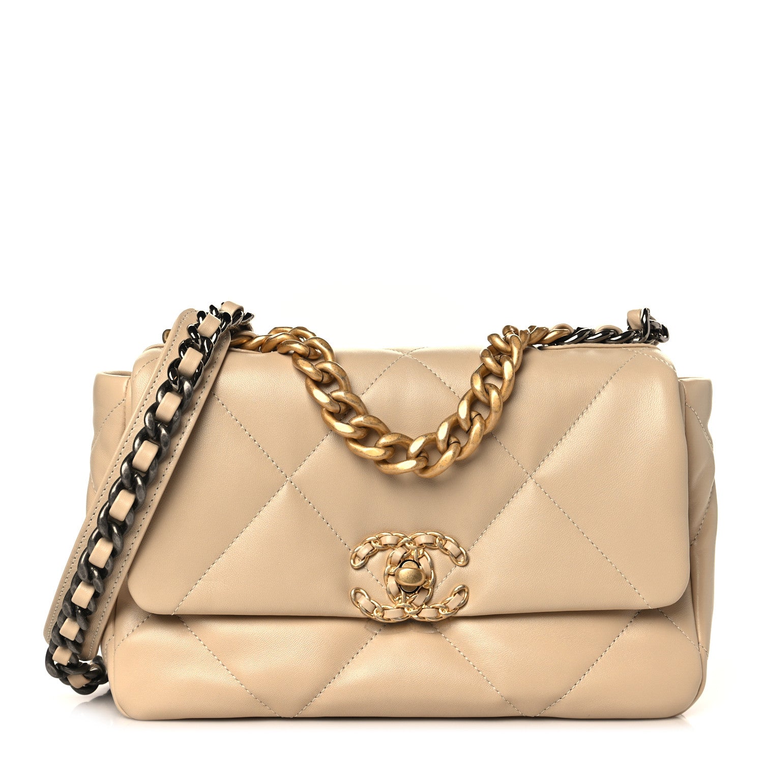 Chanel Lambskin Quilted Medium Chanel 19 Flap Beige 1 of 10