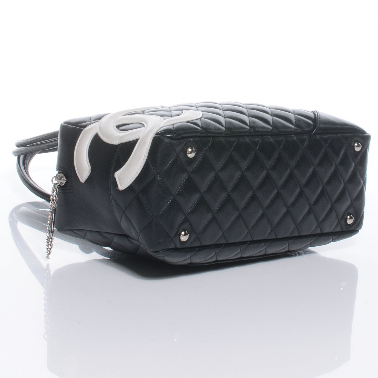 Chanel Calfskin Quilted Large Cambon Bowler Black White 4 of 7