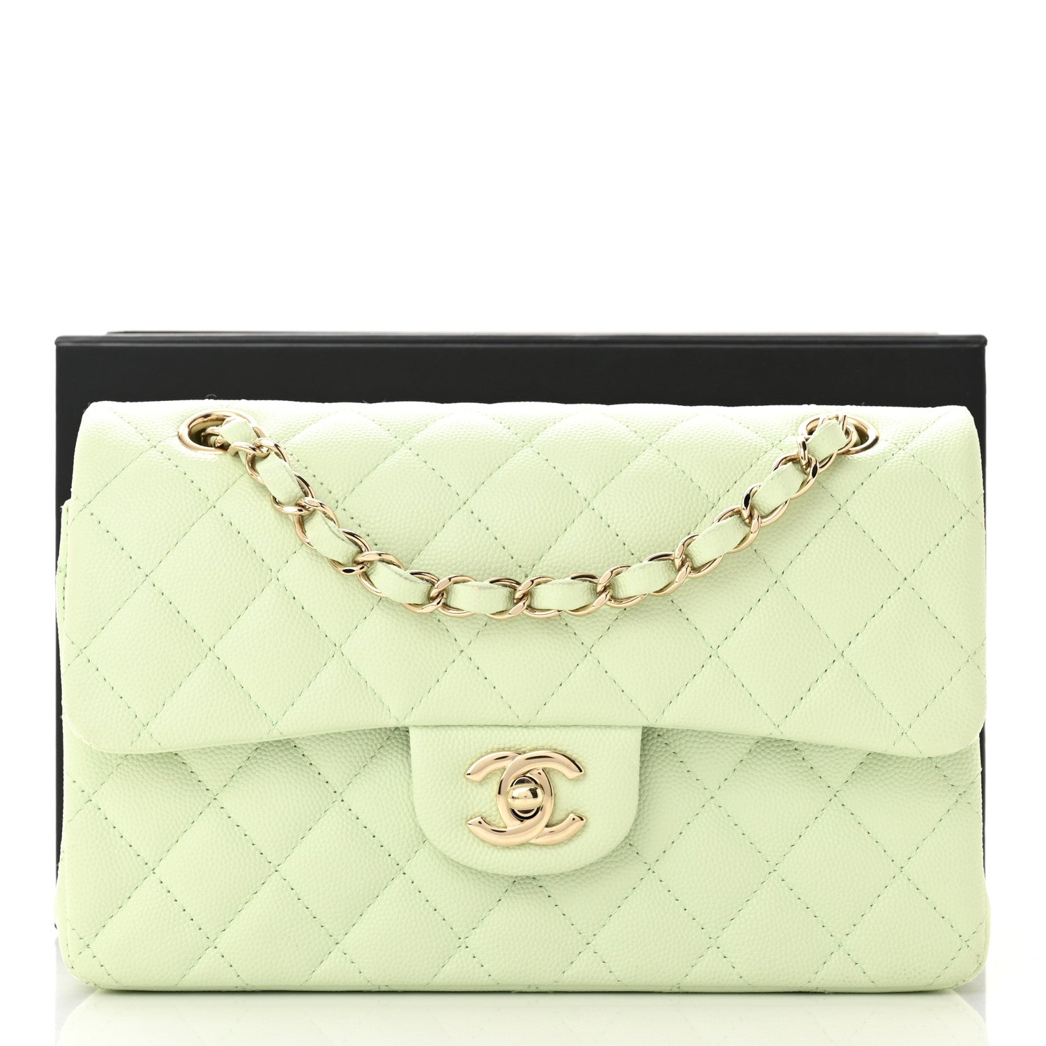 Chanel Caviar Quilted Small Double Flap Light Green 11 of 11