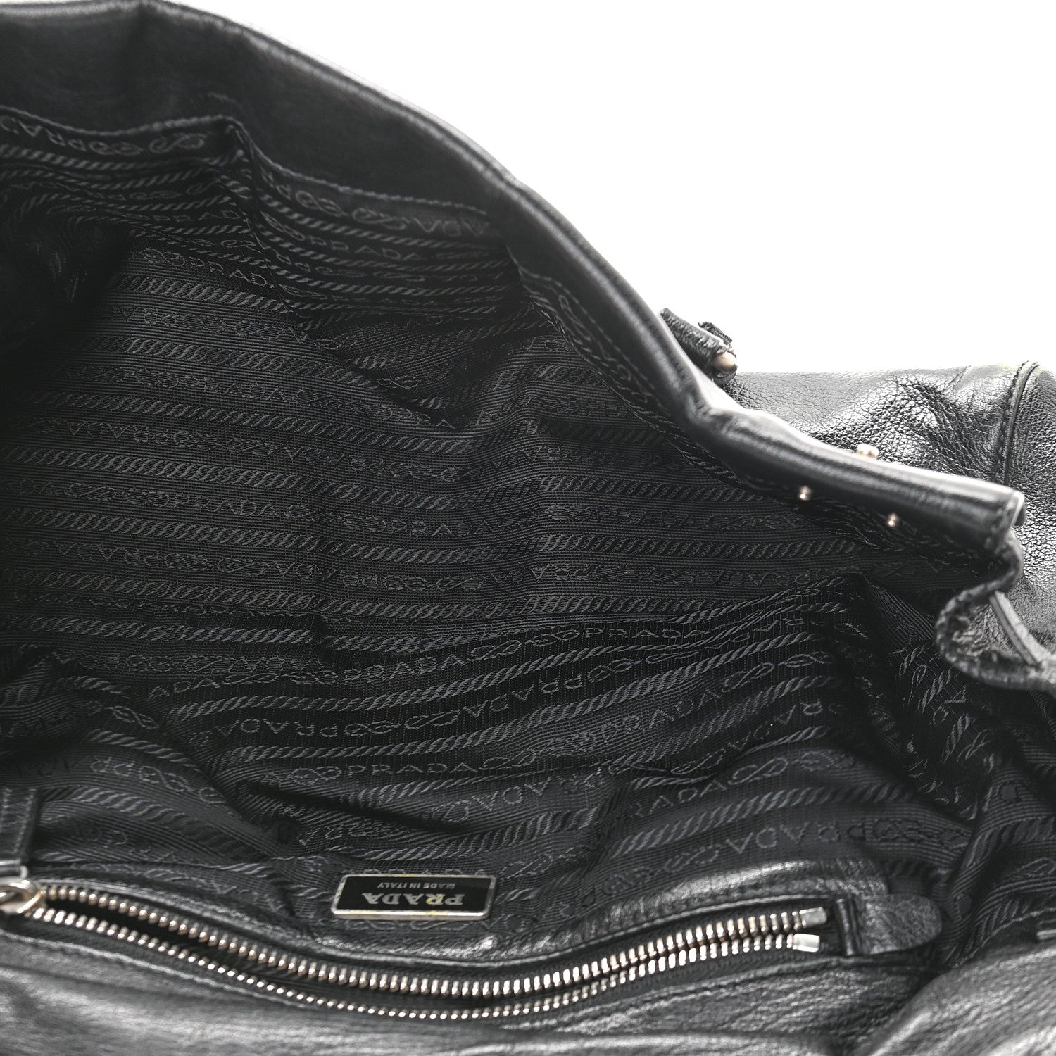 Prada Royal Calf Easy Foldover Pushlock Satchel Black 5 of 12