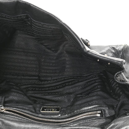 Prada Royal Calf Easy Foldover Pushlock Satchel Black 5 of 12