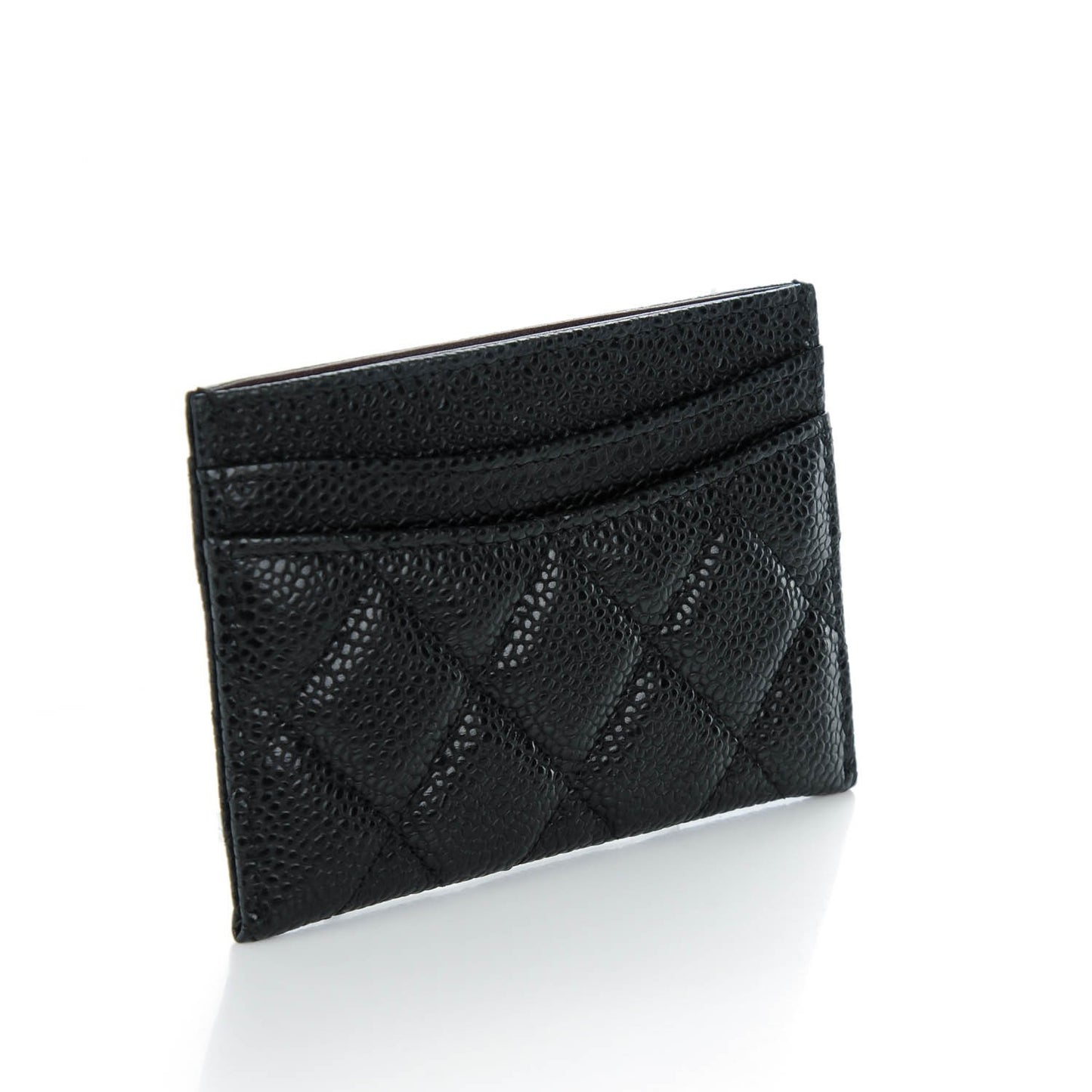 Caviar Quilted Card Holder Black