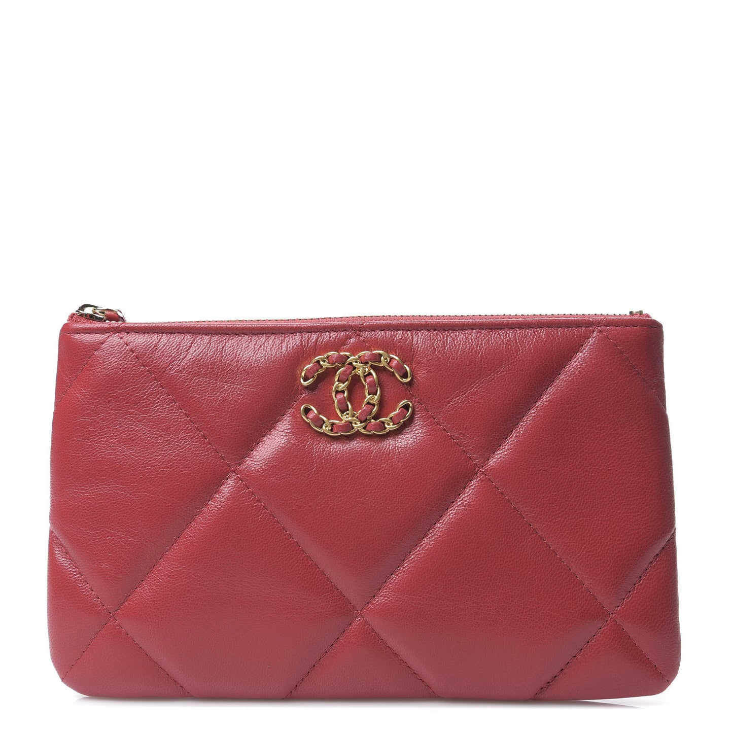 Goatskin Quilted 19 Cosmetic Case Red